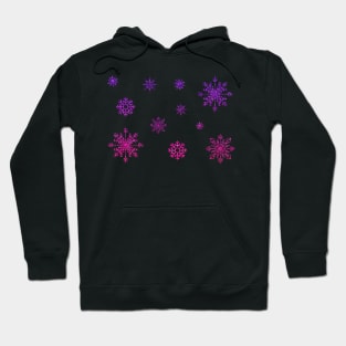 Ombre Pink Faux Glitter Snowflakes Hoodie